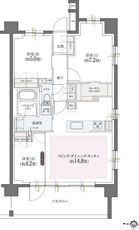 クリオ北浦和ガーデンコート 間取り F2タイプ【第1期2次予告】