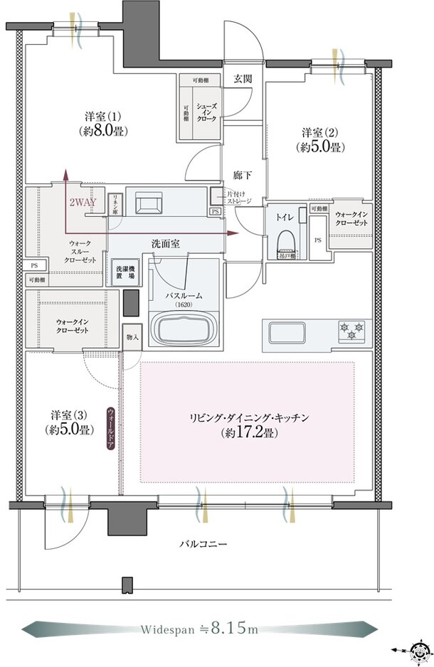 クリオ北浦和ガーデンコート 間取り Jタイプ