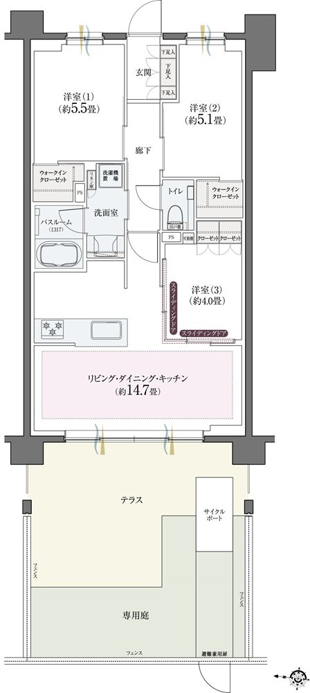 クリオ北浦和ガーデンコート 間取り D1タイプ