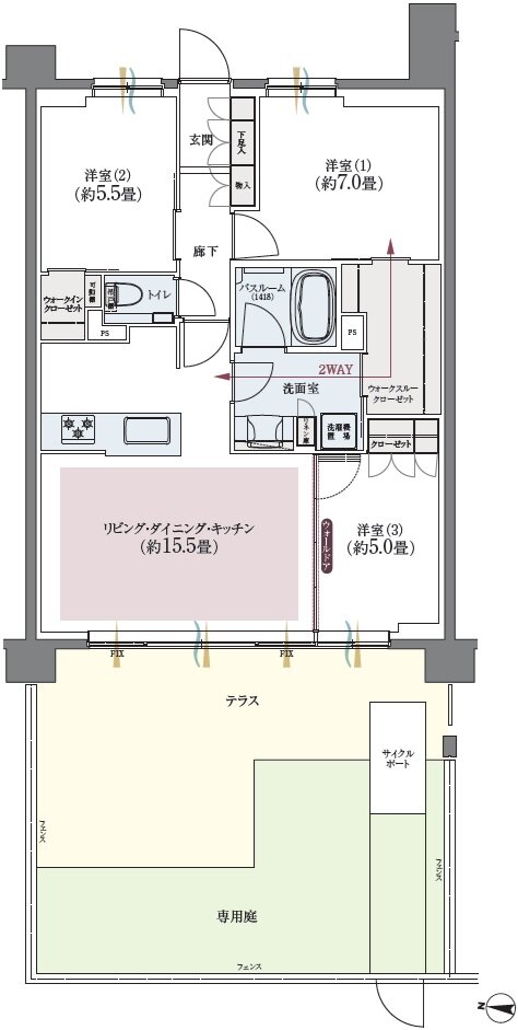 クリオ北浦和ガーデンコート 間取り B1タイプ