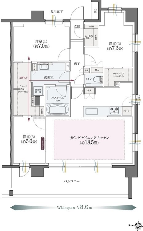 クリオ北浦和ガーデンコート 間取り Kタイプ