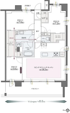 クリオ北浦和ガーデンコート 間取り Kタイプ