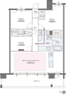 クリオ北浦和ガーデンコート 間取り Hタイプ