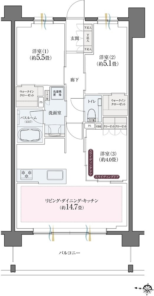 クリオ北浦和ガーデンコート 間取り D2 type