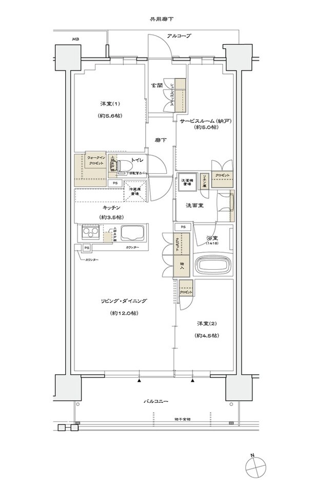 シエリア門真南駅前 間取り B1 TYPE