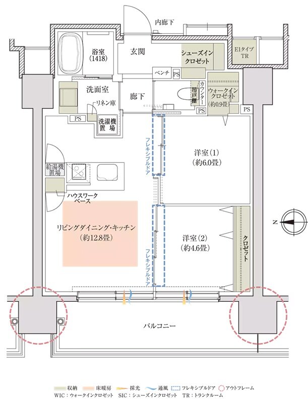 ミッドレジデンス帯広駅前 間取り E1 TYPE(ブルームシーズン)