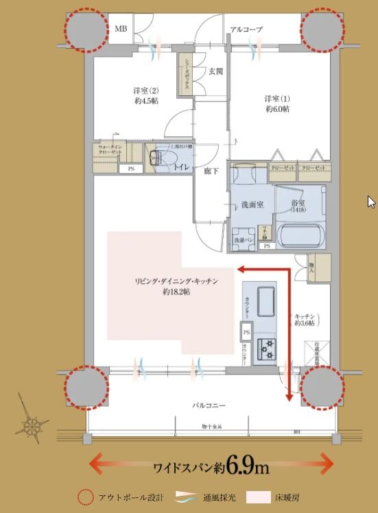 グランドパレス和泉府中駅前 間取り B type（メニュープラン）