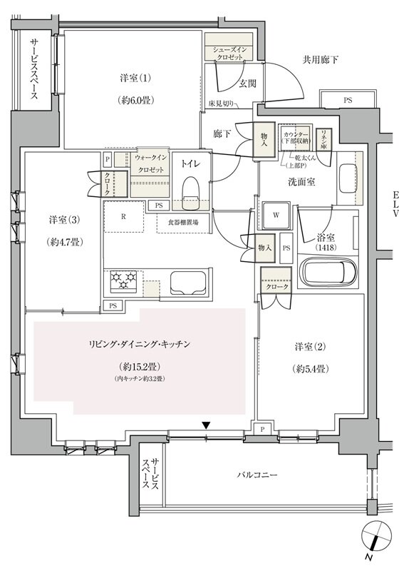 パークホームズ横浜伊勢町 間取り Cタイプ