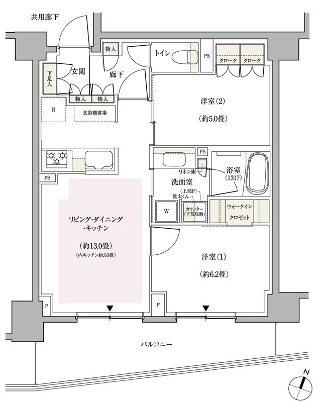 パークホームズ横浜伊勢町 間取り Eタイプ