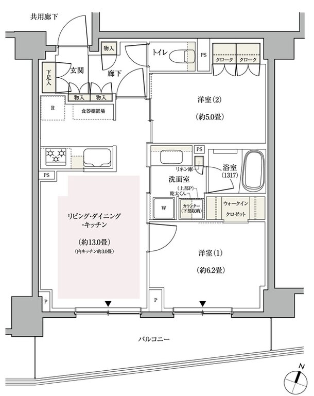 パークホームズ横浜伊勢町 間取り Eタイプ