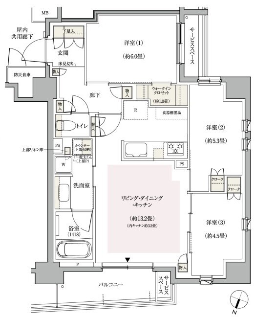 パークホームズ横浜伊勢町 間取り Aタイプ
