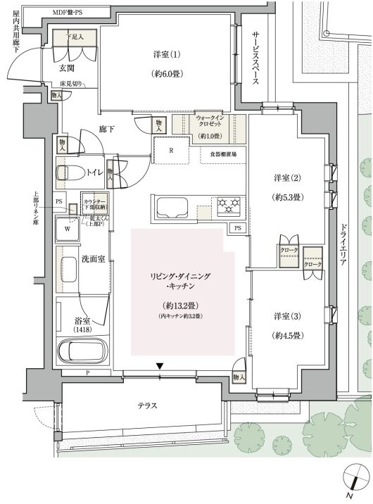 パークホームズ横浜伊勢町 間取り Atタイプ