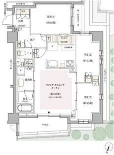 パークホームズ横浜伊勢町 間取り Atタイプ