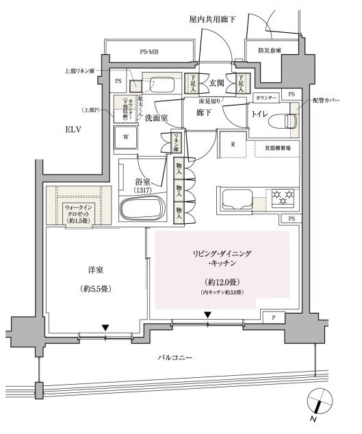 パークホームズ横浜伊勢町 間取り Bタイプ