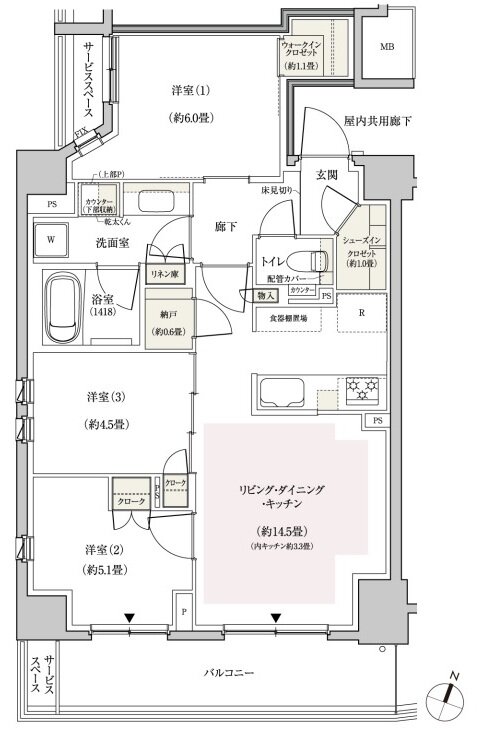 パークホームズ横浜伊勢町 間取り Dタイプ