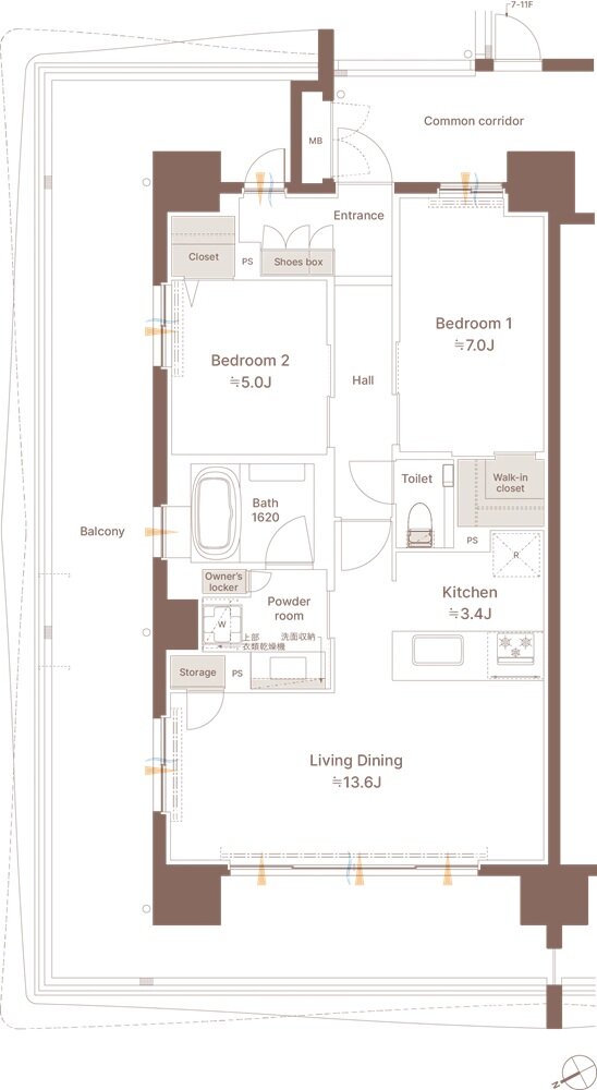 モンドミオ沖縄リゾート 北谷アラハビーチ 間取り A type