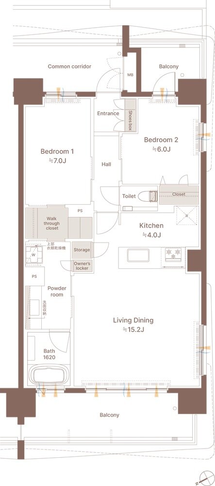 モンドミオ沖縄リゾート 北谷アラハビーチ 間取り D type