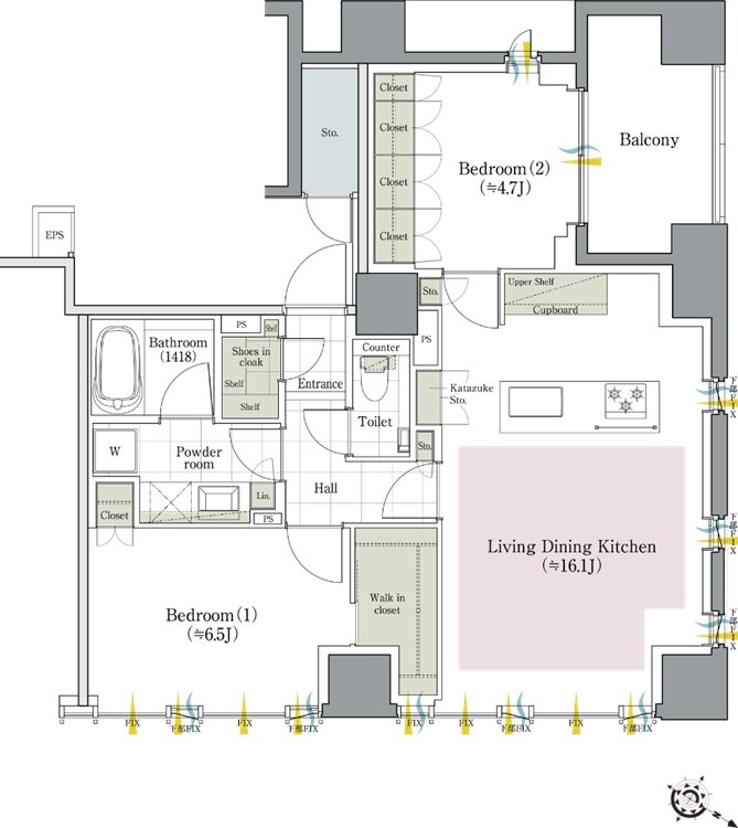 クリオ日本橋人形町 間取り Eタイプ