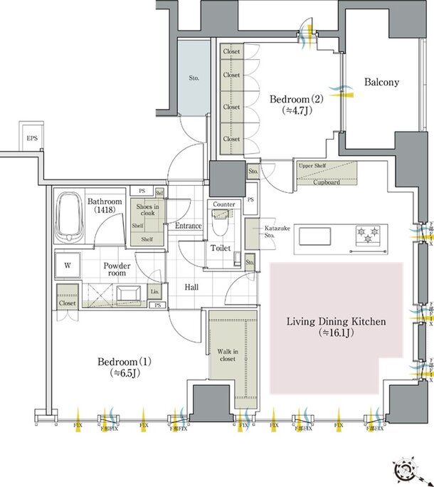 クリオ日本橋人形町 間取り Eタイプ
