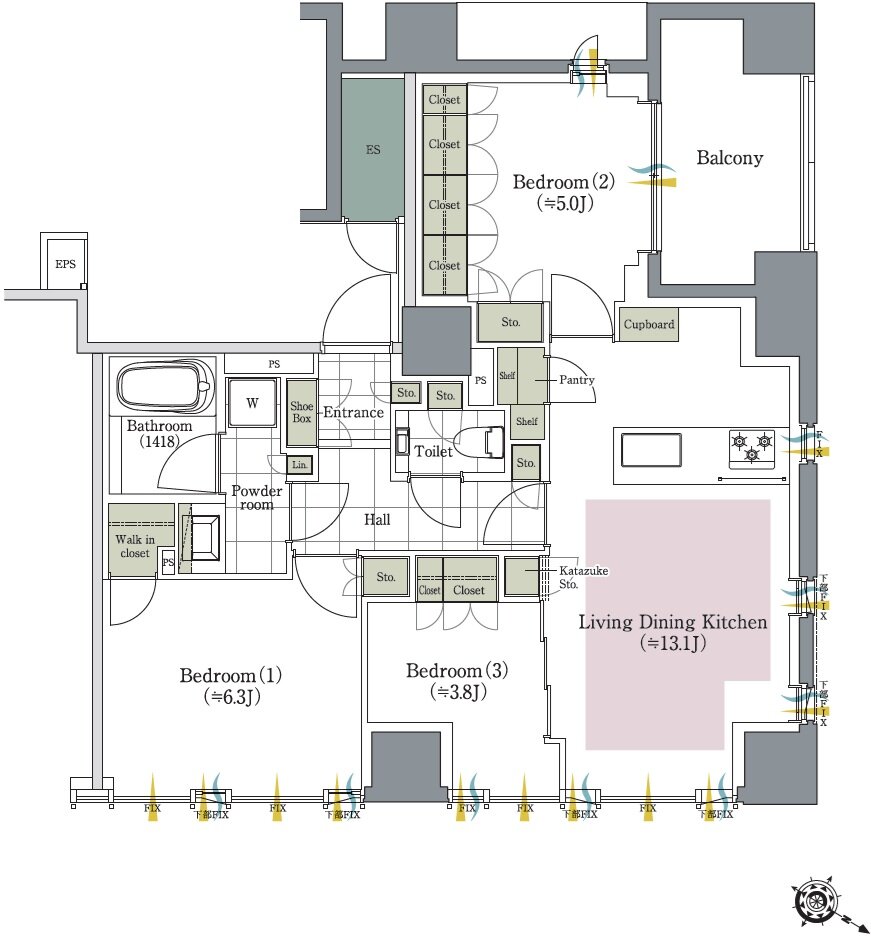 クリオ日本橋人形町 間取り Eタイプ【無償セレクトプラン】