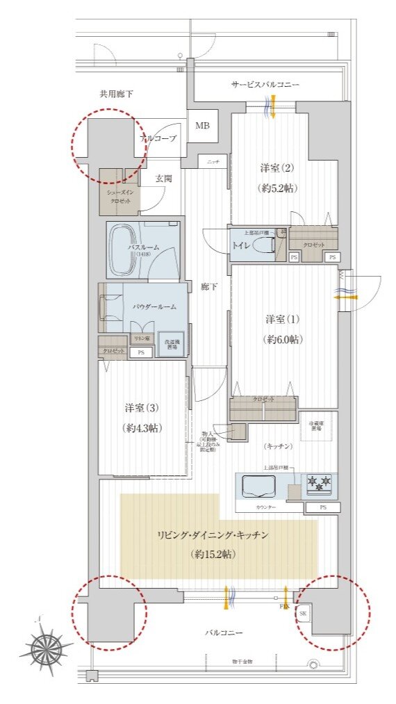プレサンス ロジェ 姫路キャスティア 間取り Eタイプ