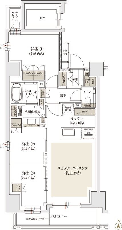 アトラス亀戸レジデンス 間取り A1タイプ