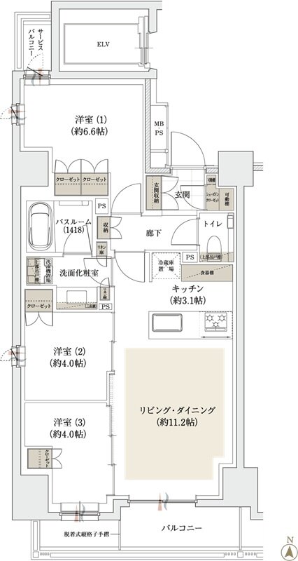アトラス亀戸レジデンス 間取り A2タイプ