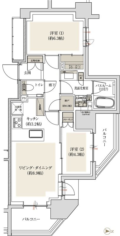 アトラス亀戸レジデンス 間取り Dタイプ