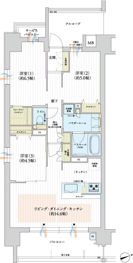 プレサンス ロジェ 箱崎レジデンス 間取り Aタイプ