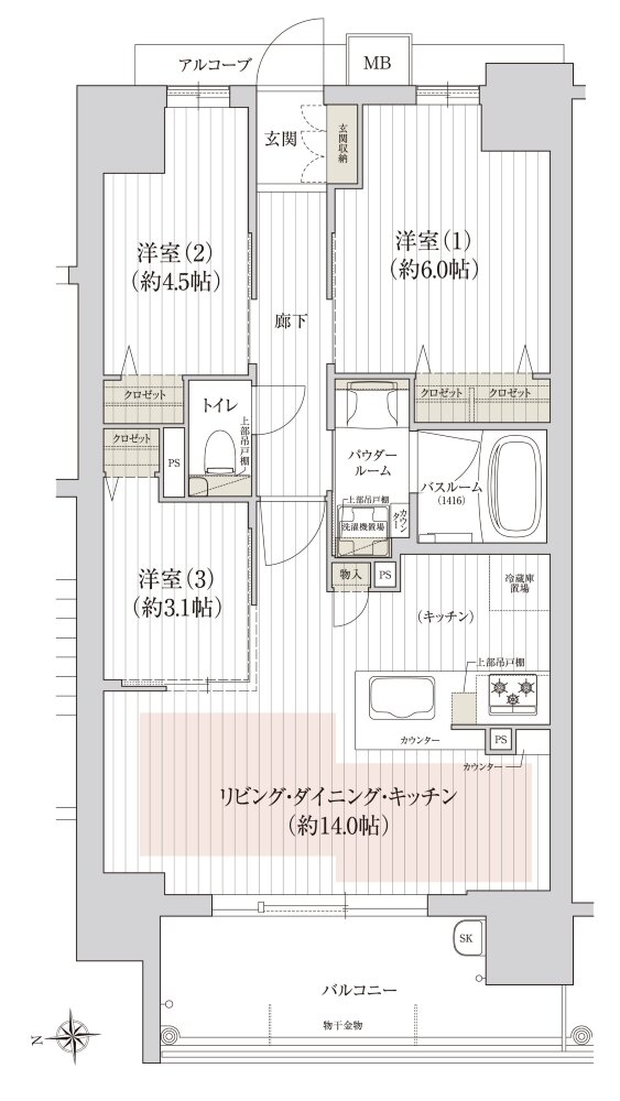 プレサンス ロジェ 尼崎猪名寺ステーションステージ 間取り Aタイプ