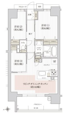 プレサンス ロジェ 尼崎猪名寺ステーションステージ 間取り Aタイプ