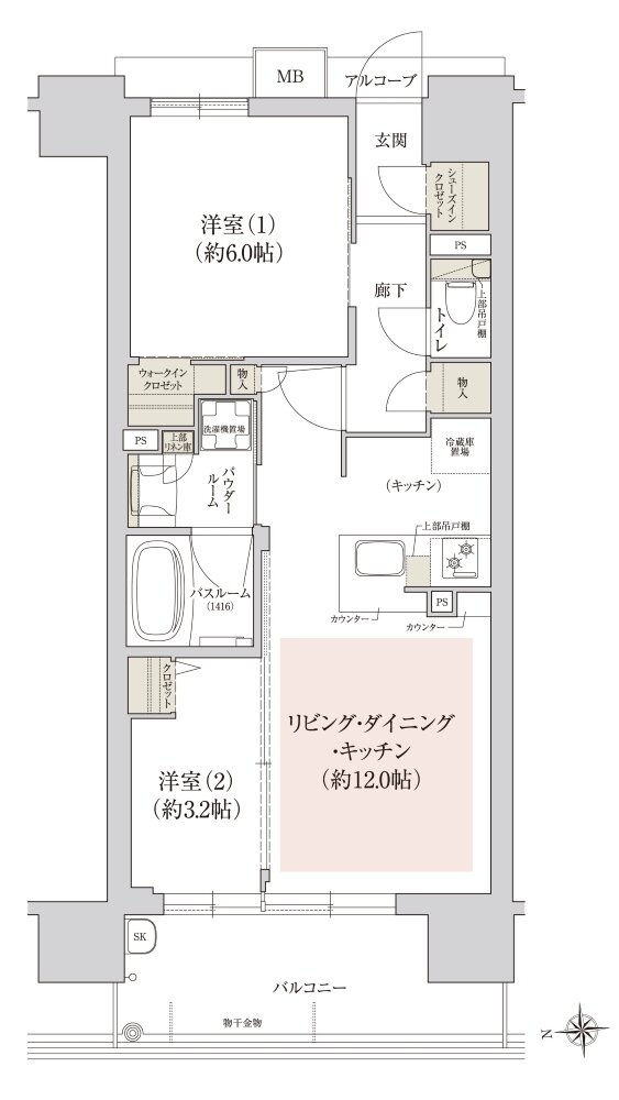 プレサンス ロジェ 尼崎猪名寺ステーションステージ 間取り Bタイプ