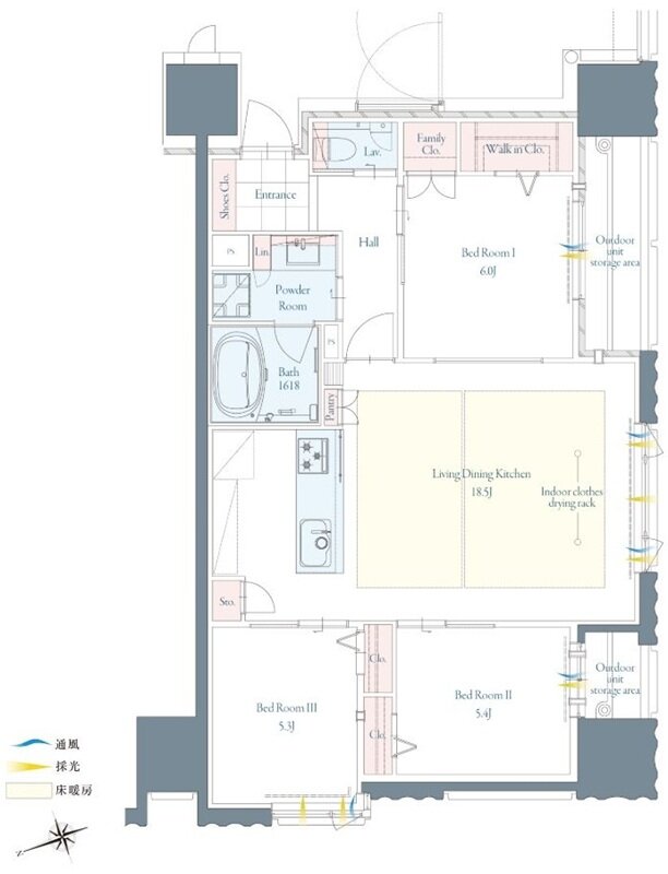 グランドパレス小倉城下 ザ・マークス 間取り E type
