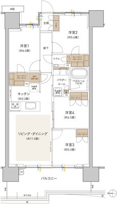 プレミストつくば研究学園 間取り AB type