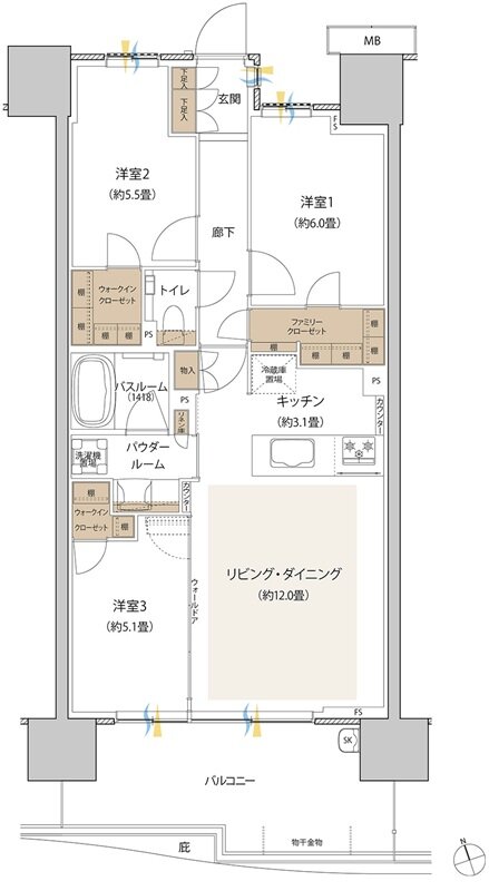 プレミストつくば研究学園 間取り CT type