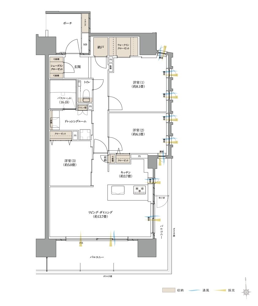 ザ・サーパス高松錦町 間取り Hタイプ