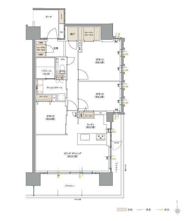 ザ・サーパス高松錦町 間取り Hタイプ