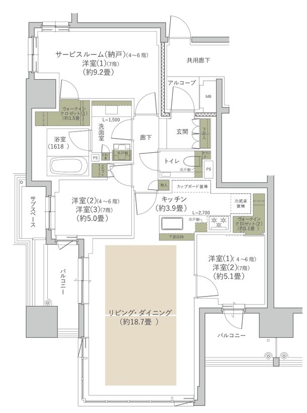 グランドメゾン The 天王寺空清町 間取り C type