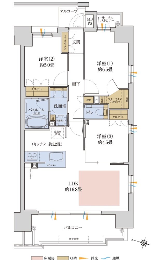 （仮称）ワコーレ灘駅近・王子公園近接マンションプロジェクト 間取り B3 type