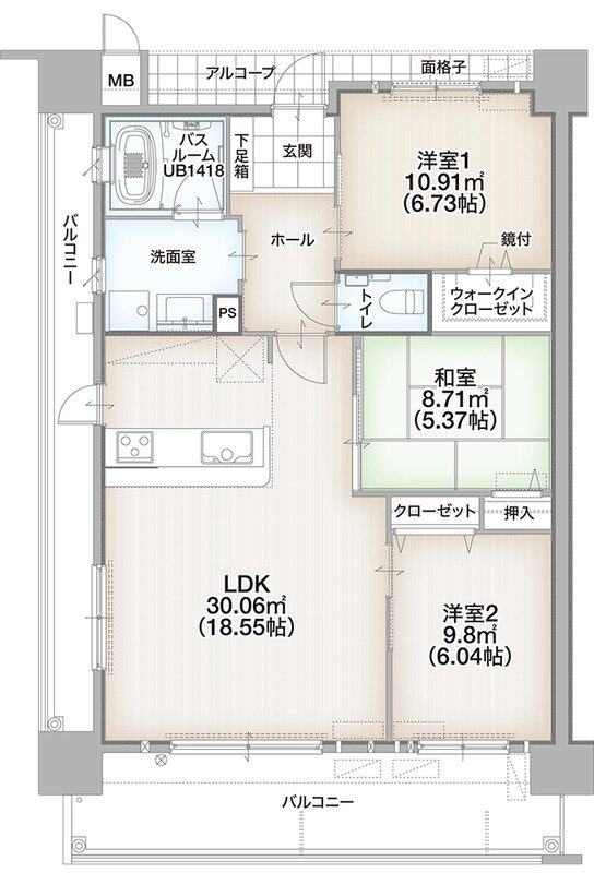 クレイルシティ宇部参宮通り 間取り Aタイプ