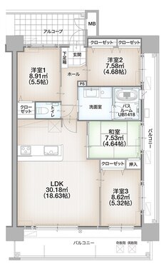 クレイルシティ宇部参宮通り 間取り Cタイプ