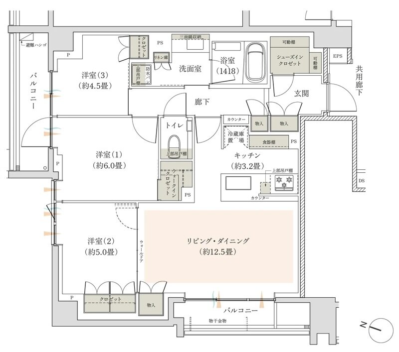 リビオ駒沢大学レジデンス 間取り Hタイプ