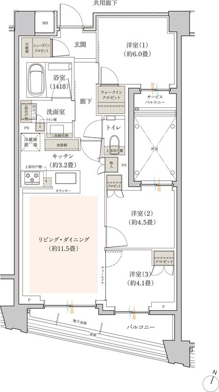 リビオ駒沢大学レジデンス 間取り Bタイプ