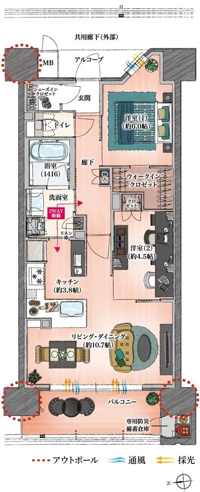 シーンズ御堂筋あびこ 間取り D type