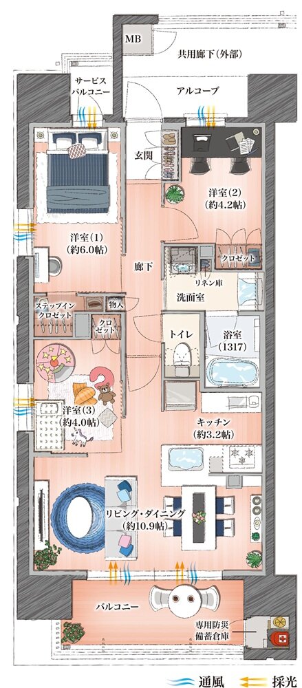 シーンズ御堂筋あびこ 間取り A type