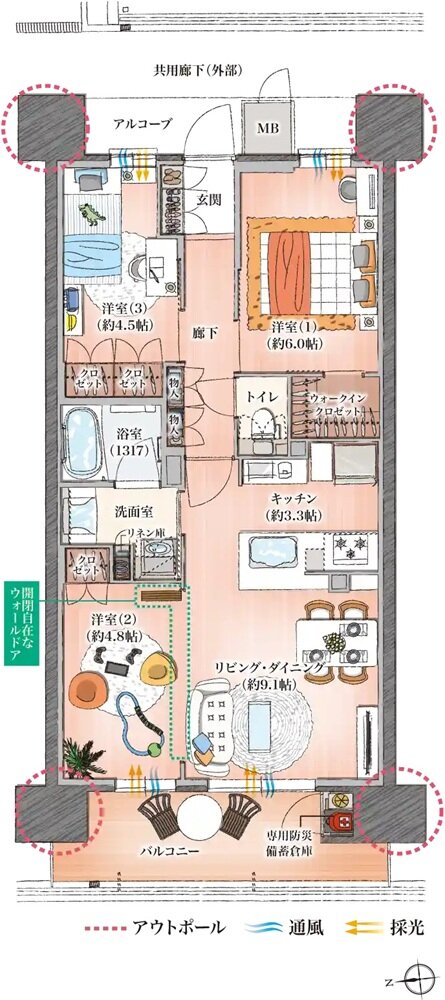 シーンズ御堂筋あびこ 間取り C type