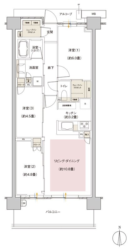 パークホームズ伊丹稲野ガーデンスクエア ステーションゲート 間取り 66Abタイプ(MENU PLAN1)