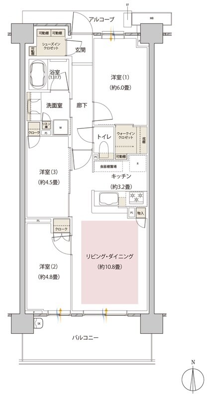 パークホームズ伊丹稲野ガーデンスクエア ステーションゲート 間取り 66Abタイプ