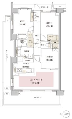 パークホームズ伊丹稲野ガーデンスクエア ステーションゲート 間取り 74Aarタイプ