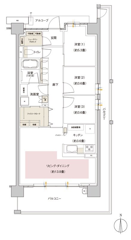 パークホームズ伊丹稲野ガーデンスクエア ステーションゲート 間取り 75Acタイプ